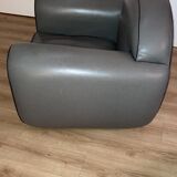 1-seat grey leather armchair