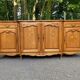 Light solid wood enfilade with Louis XV marquetry, 1950, 230cm.