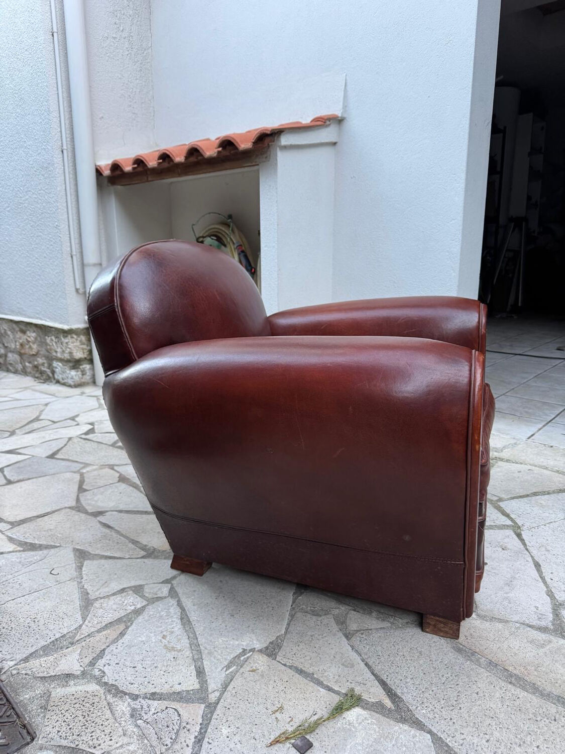 Ensemble Club authentique années 50 – Canapé + 2 fauteuils en cuir
