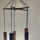 Chandelier vintage suspendu en bois de rose massif, Guzzini, Italie années 1960.