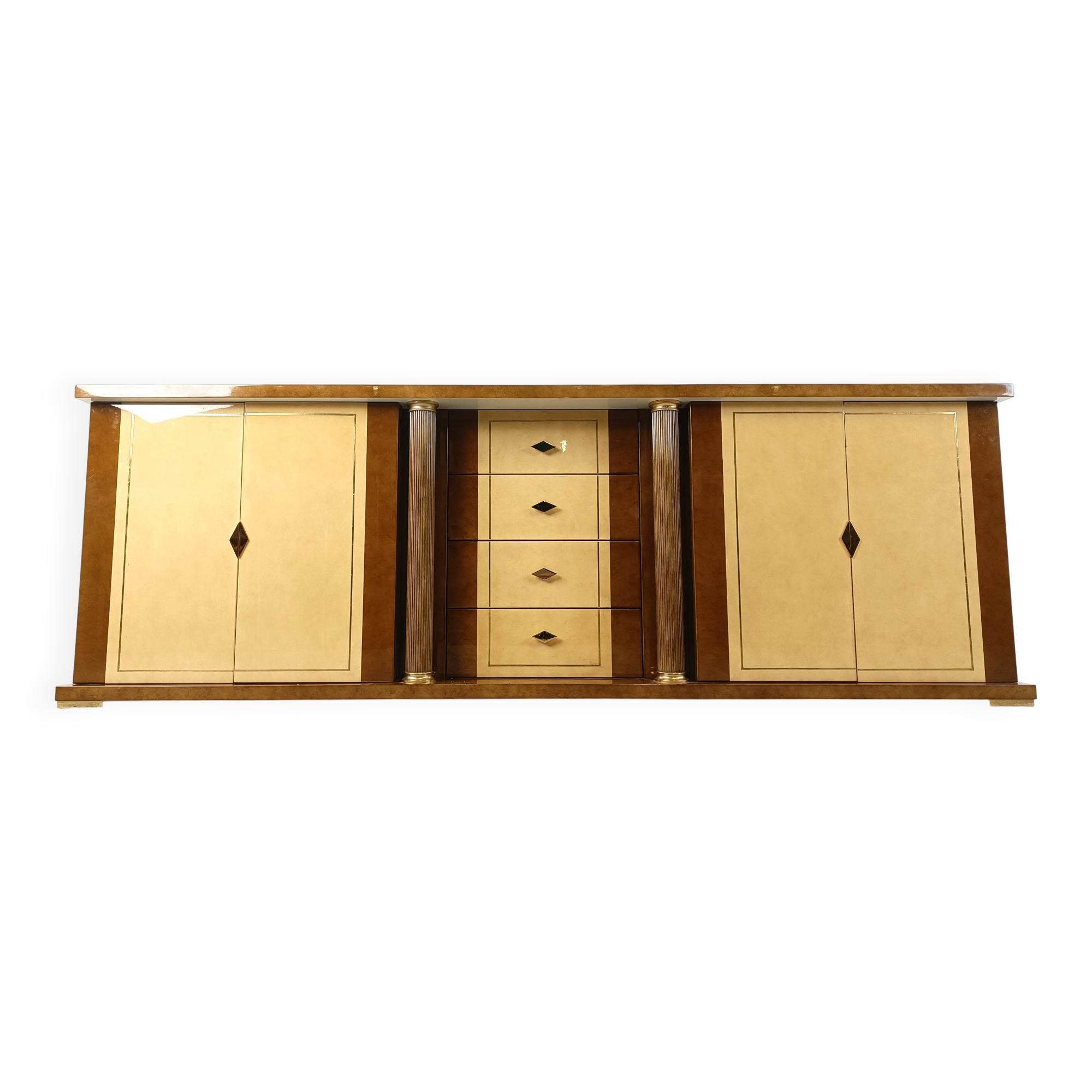 Vintage lacquered goatskin credenza, 1970s