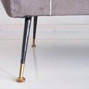 Italian velvet sofa in grey with black lacquered brass legs.