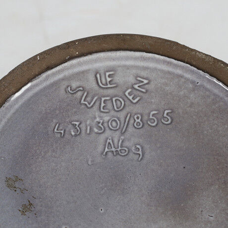 Vase émaillé avec motif profond par Ingrid Atterberg pour Upsala-Ekeby, Suède 1950