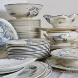 Table service 63 pieces Gien earthenware 19th century Marines model