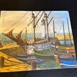 Fishing boats - painting on canvas board