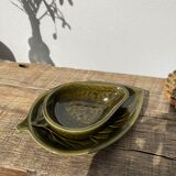 Duo of leaf and avocado slip in green ceramic - Portugal - vintage cup
