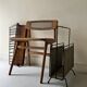 1970s design magazine rack in metal and python leather