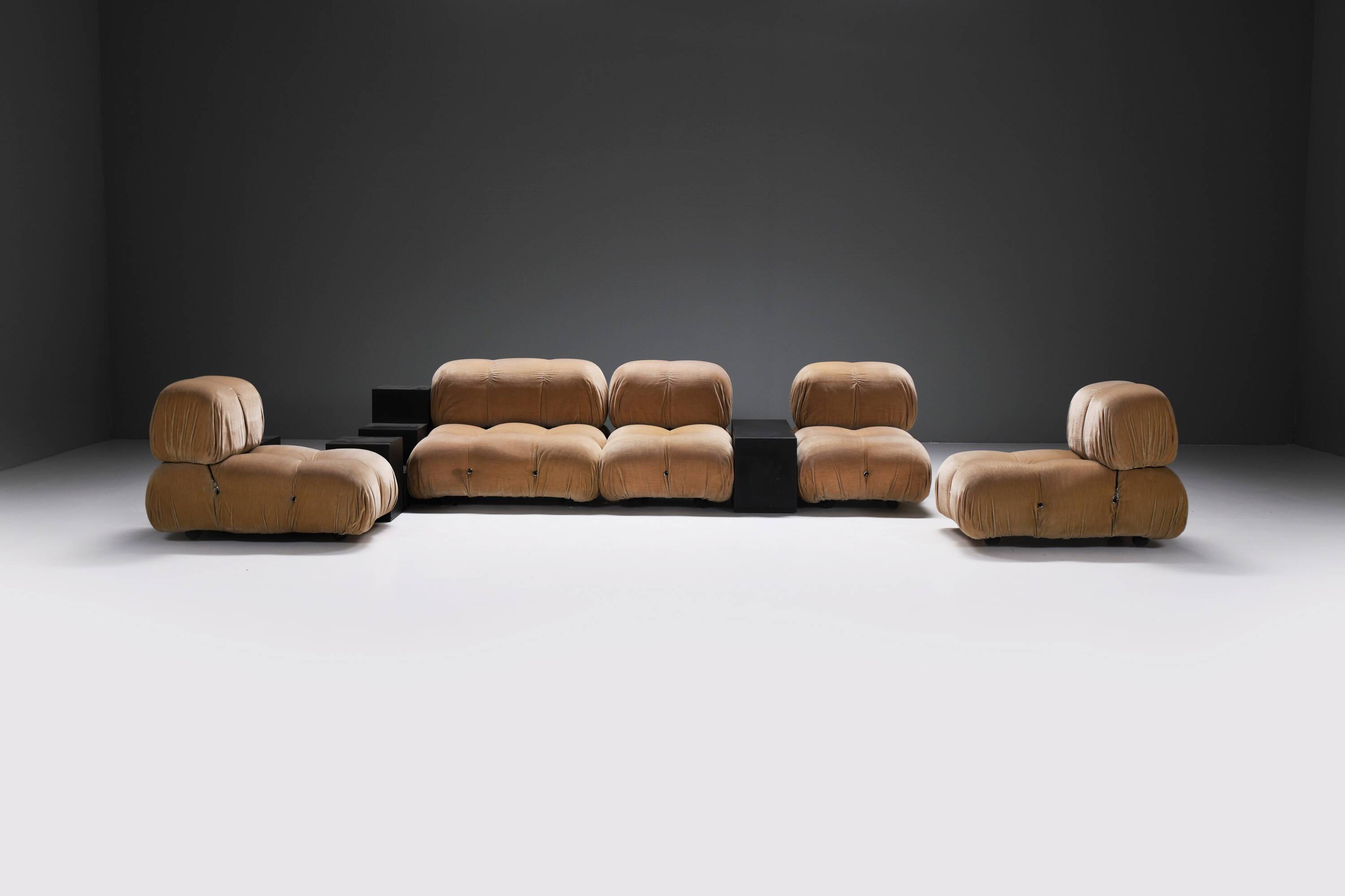 Vintage Camaleonda set & 3 Gli Scacchi tables by Mario Bellini for C & B Italia