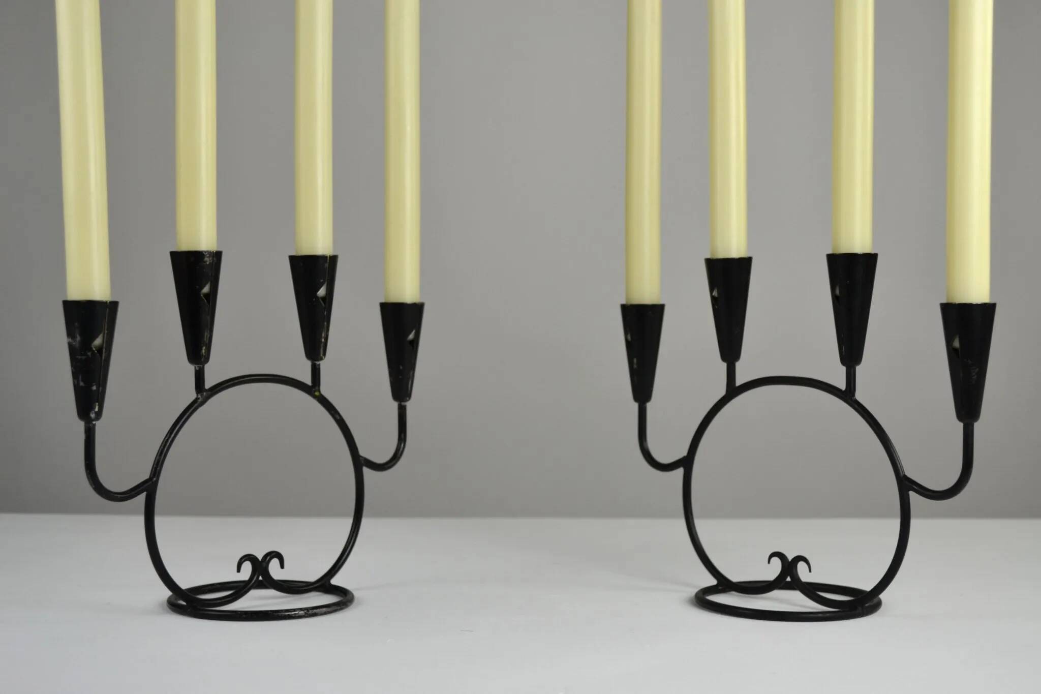 Pair of Candelabras by Nils “Kricke” Wahlström for Ystad-Metall, Sweden, 1950s