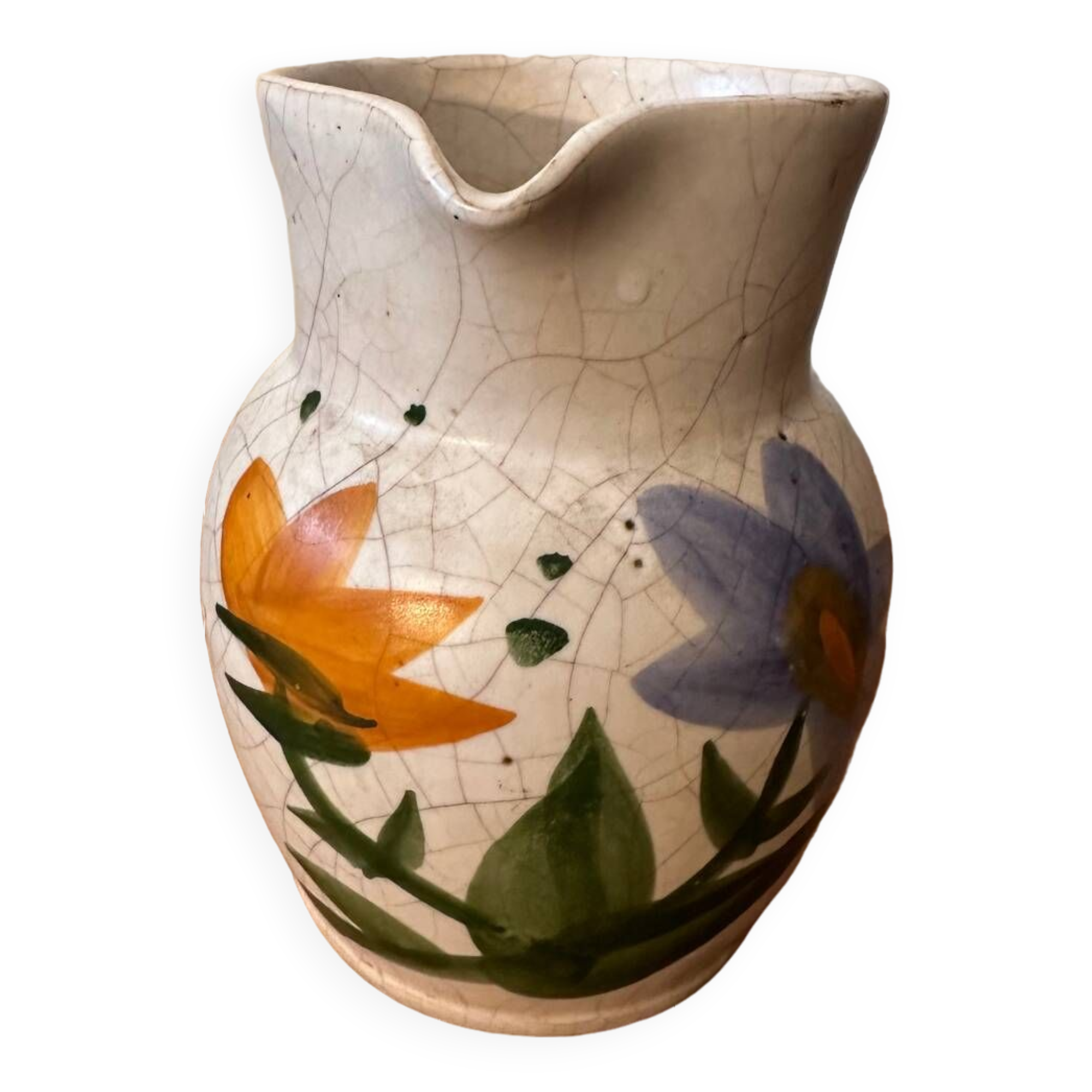 Vintage - Poterie du Marais Pitcher - Cracked Enameled Stoneware