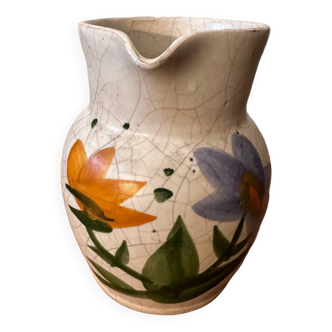 Vintage - Poterie du Marais Pitcher - Cracked Enameled Stoneware