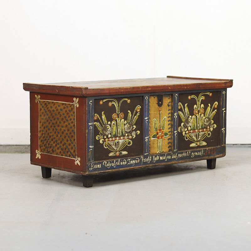 Painted Folk Art Bridal Chest 1825