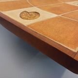 Barrois vintage shell-patterned comma coffee table in wood and ceramic.