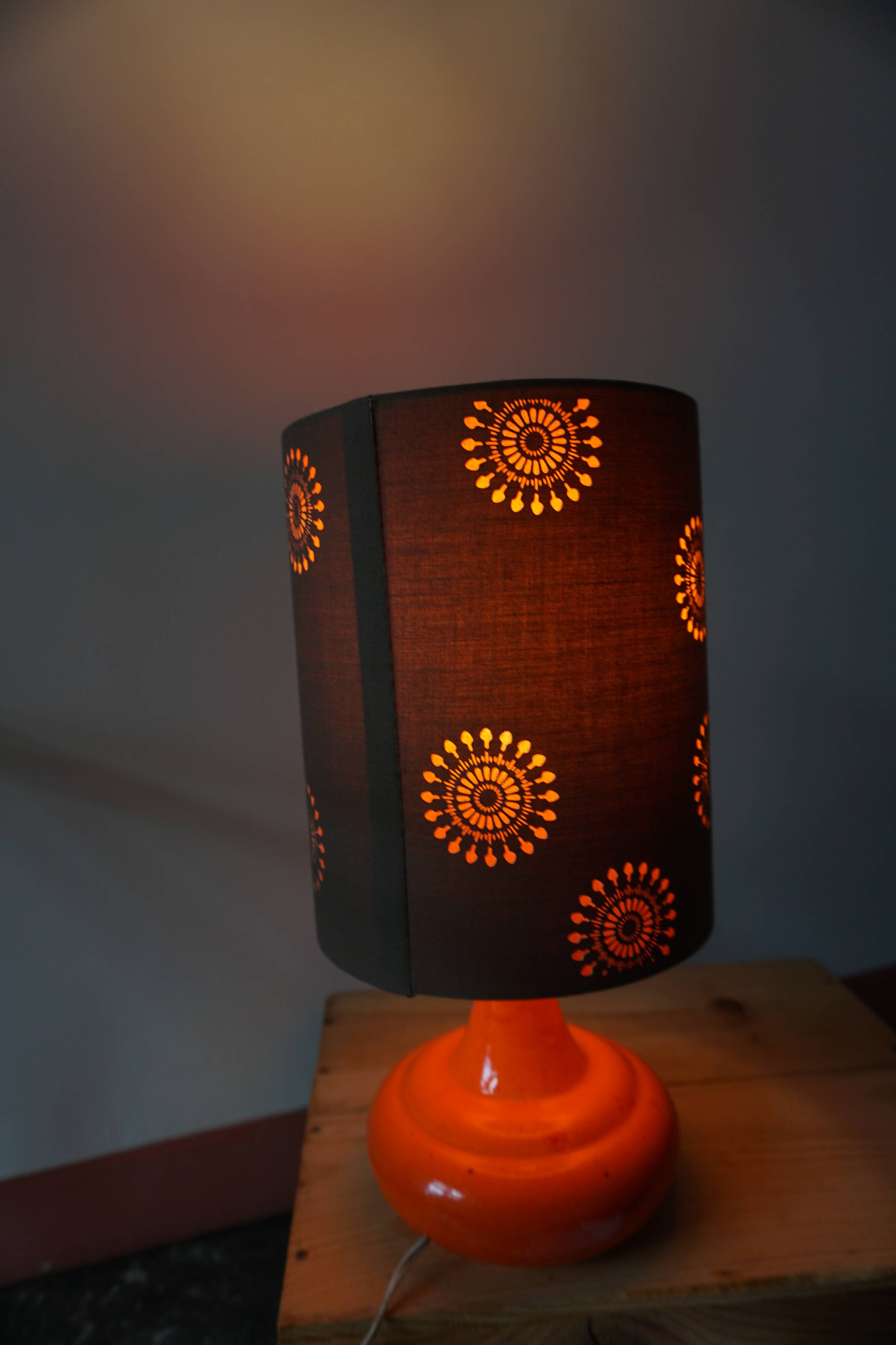 Orange ceramic lamp from the 70s