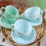 Art Deco blue opaline cups