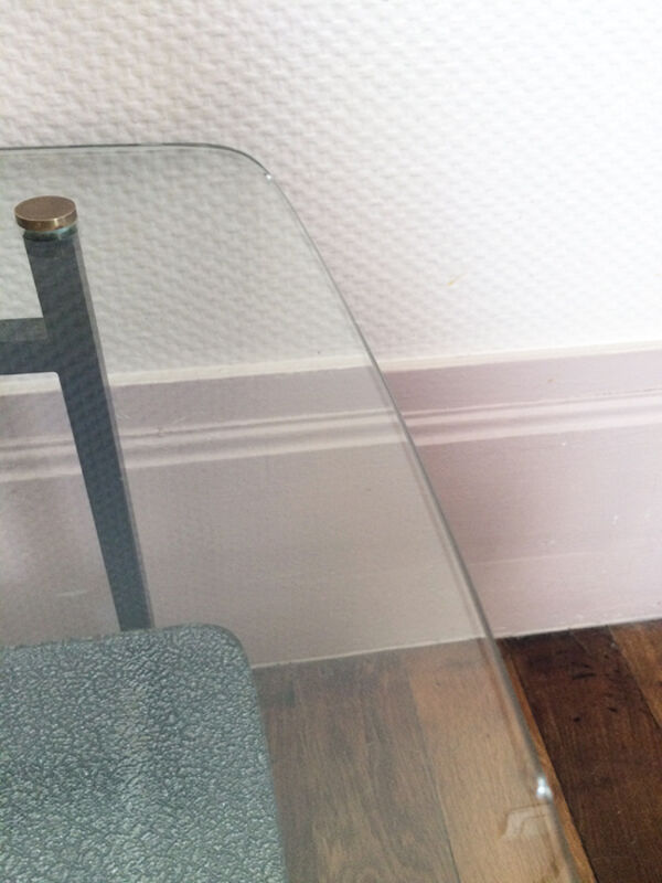 Table basse verre et métal 1960