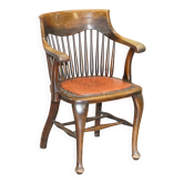 Chaise de capitaine anglaise antique édouardienne en chêne Ralph Johnson