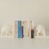 Paire de serre-livres anciens en céramique émaillée