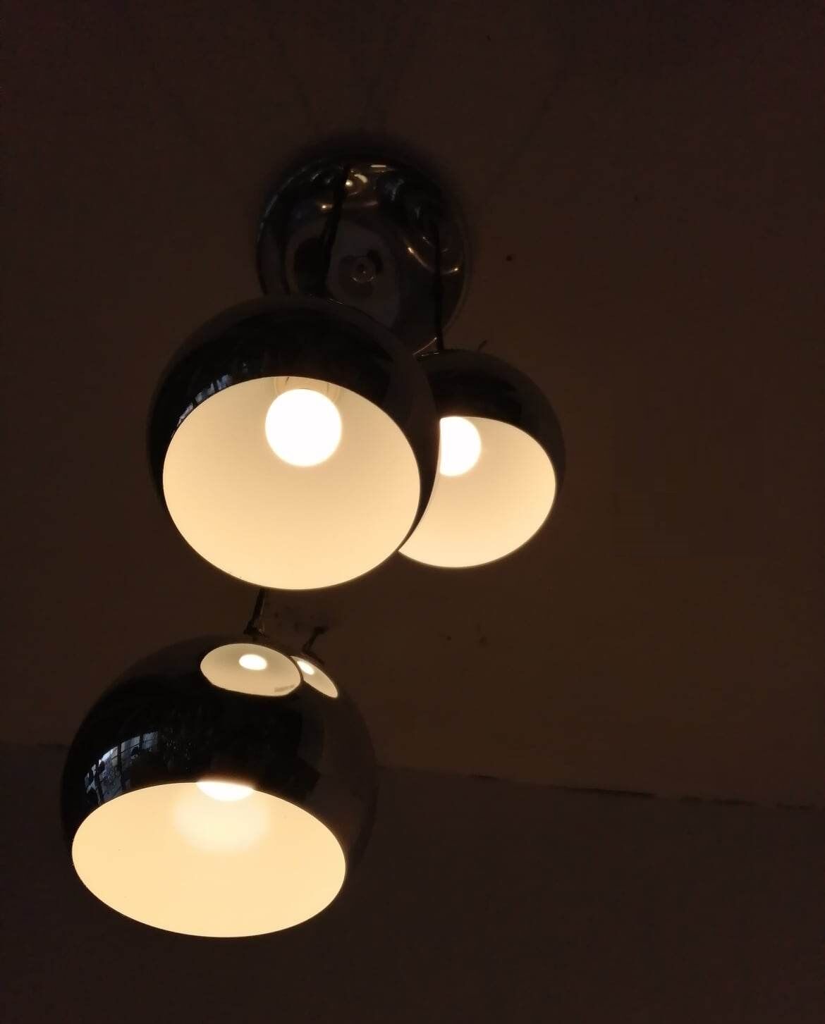 3 chrome balls pendant lamp 80s