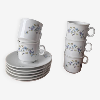 5 tasses et 6 soucoupes en porcelaine Kronester Bavaria