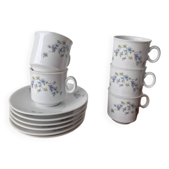 5 Kronester Bavaria porcelain cups and 6 saucers