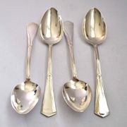 Set of 4 art deco table spoons in silver metal e. feisskohl 1920-1930