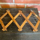 Vintage Wall-Mounted Extendable Coat Rack x10 Wooden Hooks