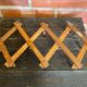 Vintage Wall-Mounted Extendable Coat Rack x10 Wooden Hooks