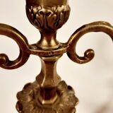 Old brass candlesticks 3 arms set of 2