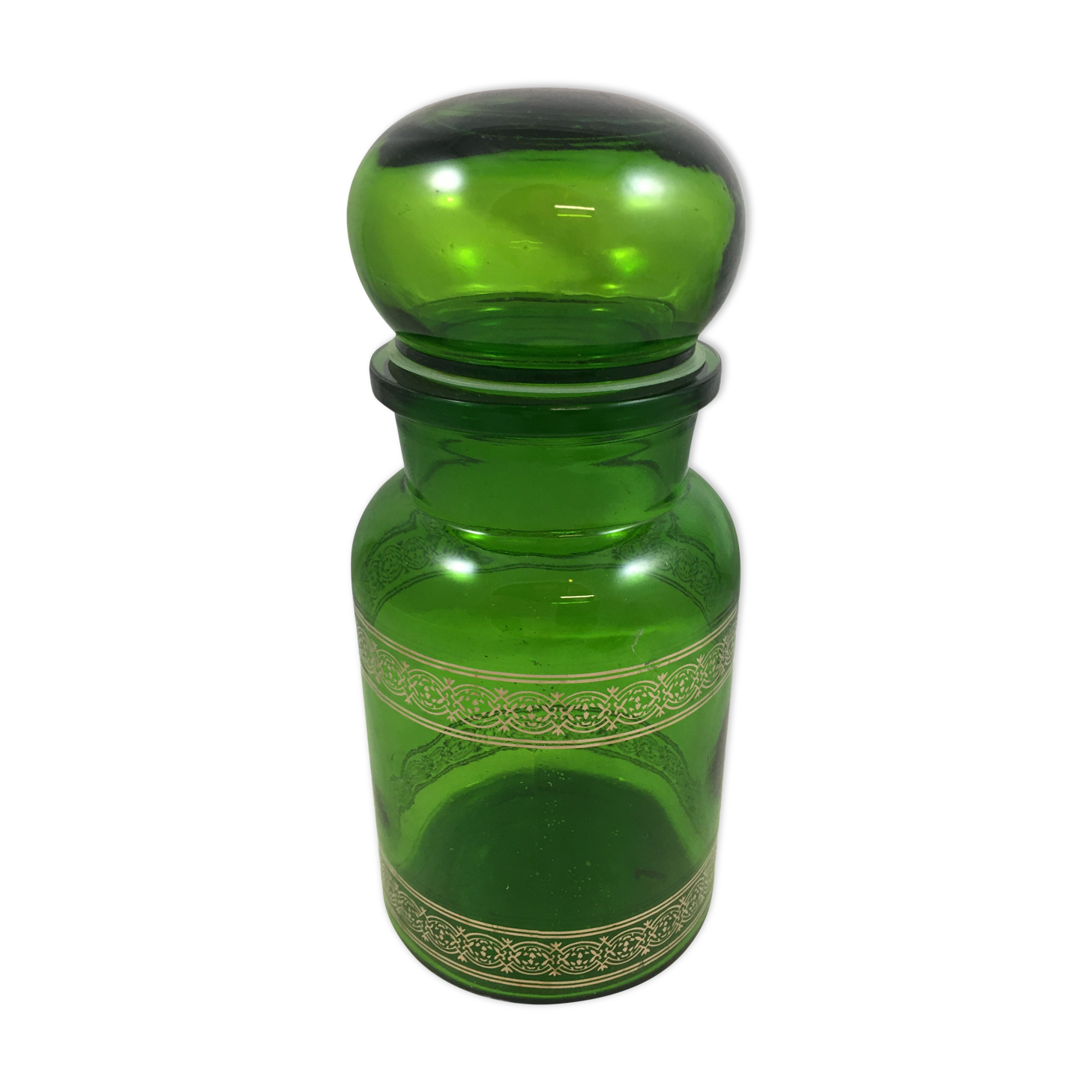 Pot apothecary pharmacy green and golden