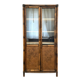 Glass cabinet in bamboo and cane