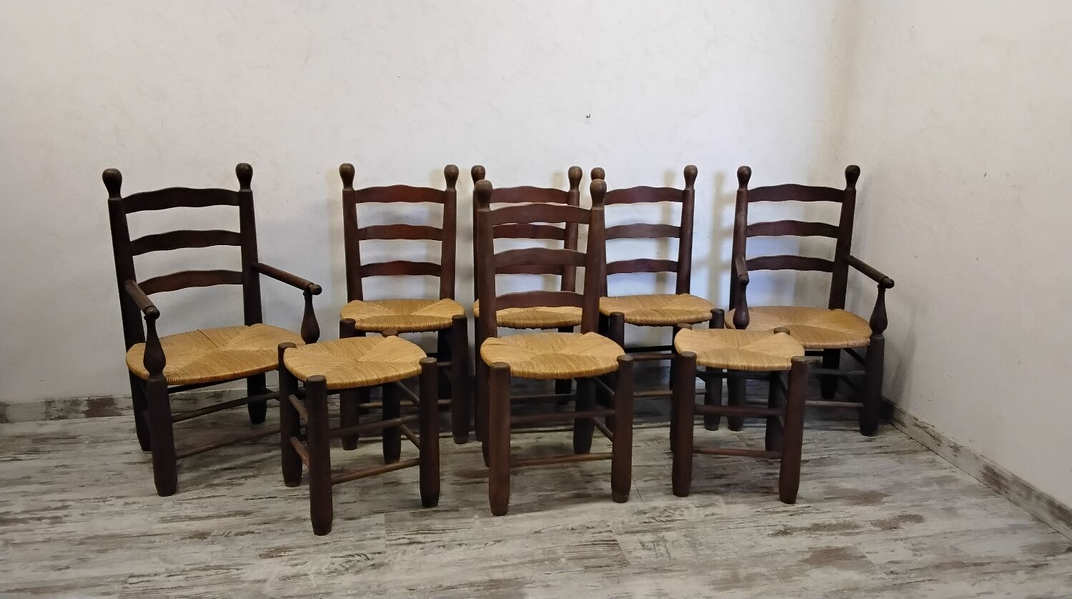 Chairs, armchairs, stools in the style of Charles Dudouyt