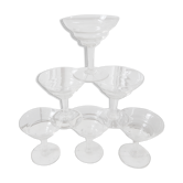 Lot de 6 coupes à champagne en cristal gravées années 50