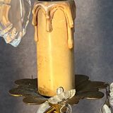 Pair of antique chandeliers, in brass with cut glass pendants, early 20th century