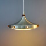 Danish Space Age lamp from the 70s, in lacquered aluminium with primers and bottom grid