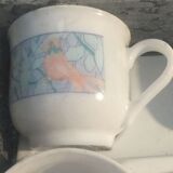 Arcopal coffee set 6 cups et 6 saucers pattern bird and ibiscus
