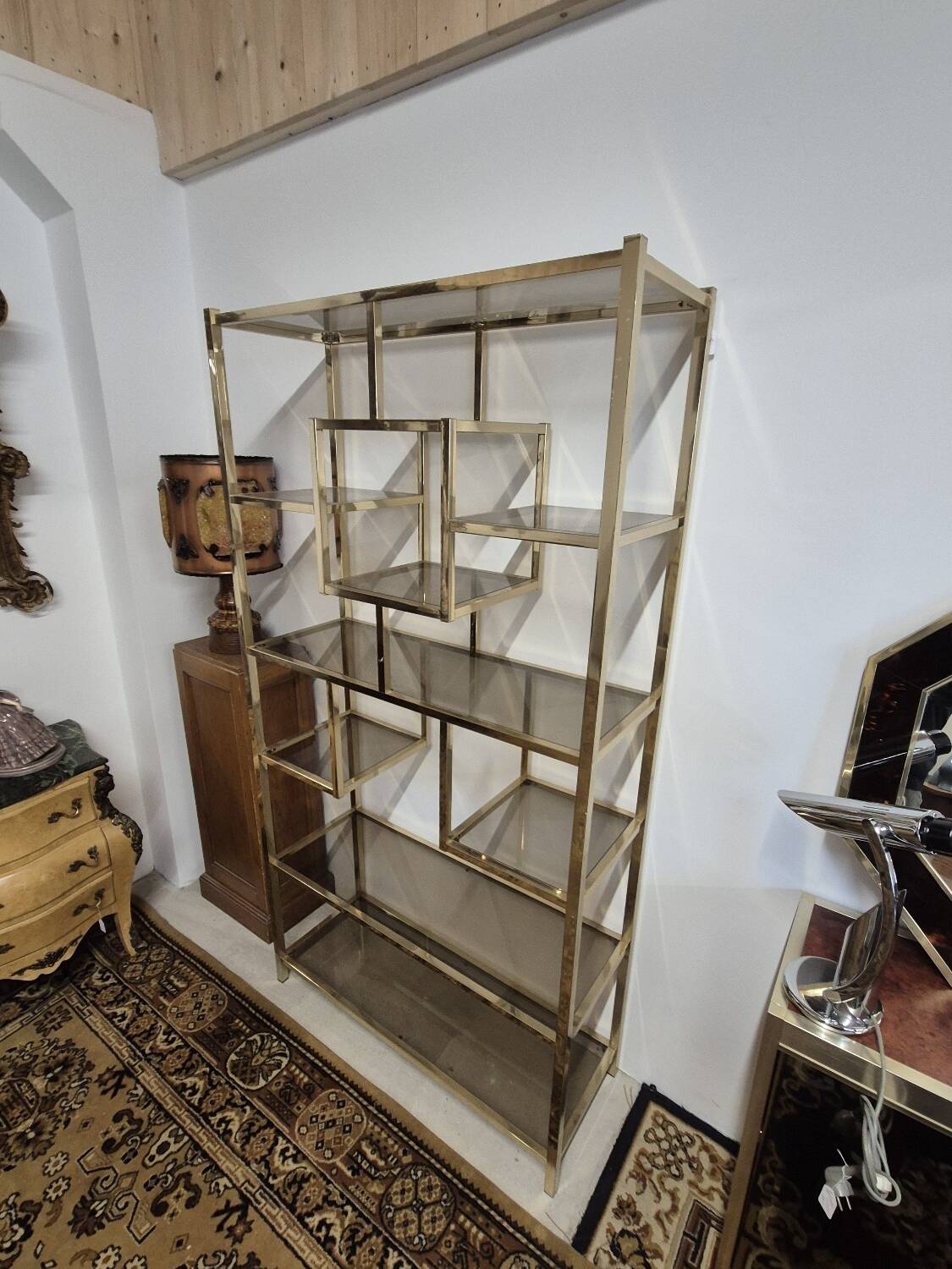 Vintage 1970s golden designer shelf