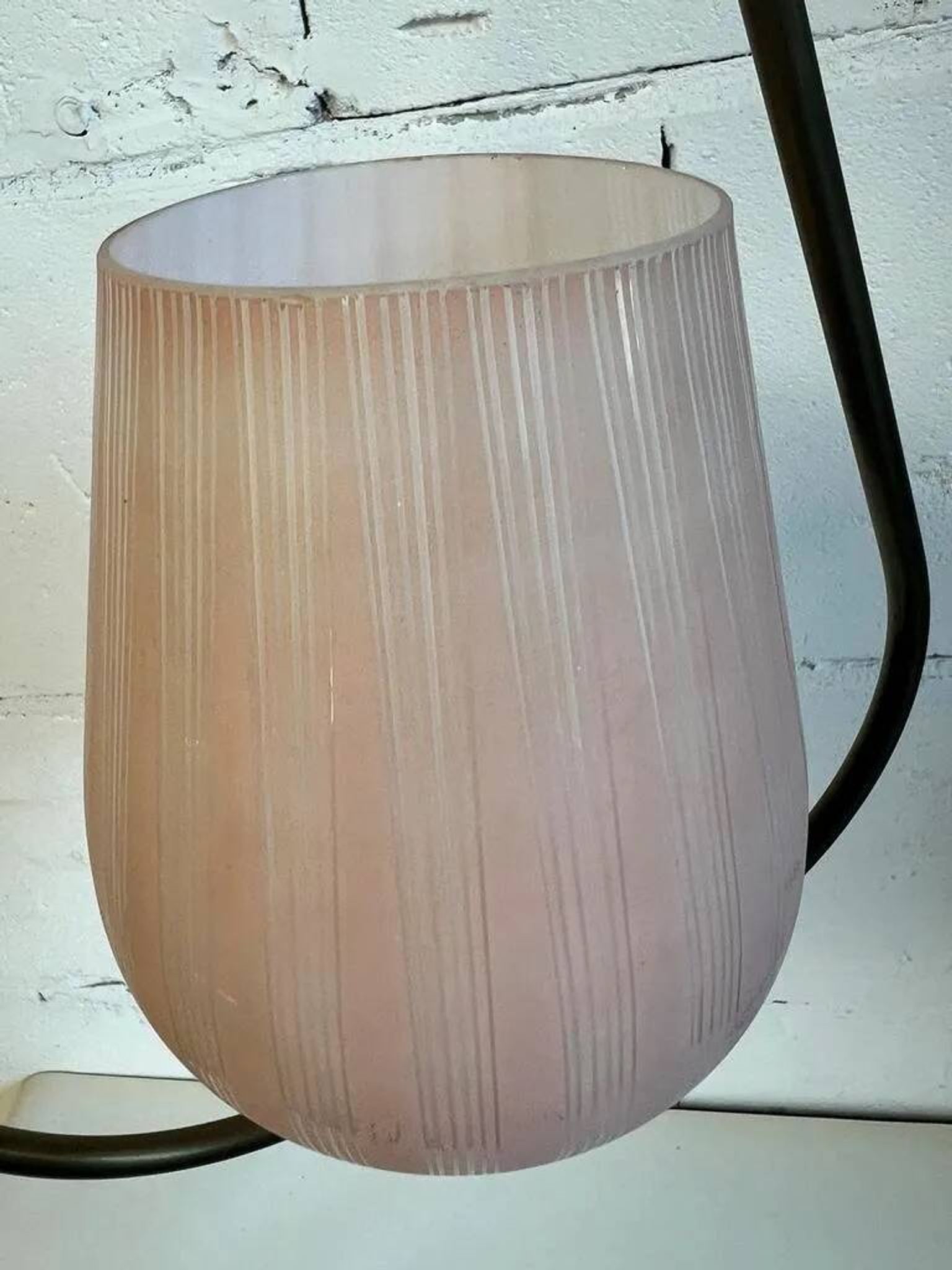 Vintage pendant lamp from the 50s brass & salmon pink opaline