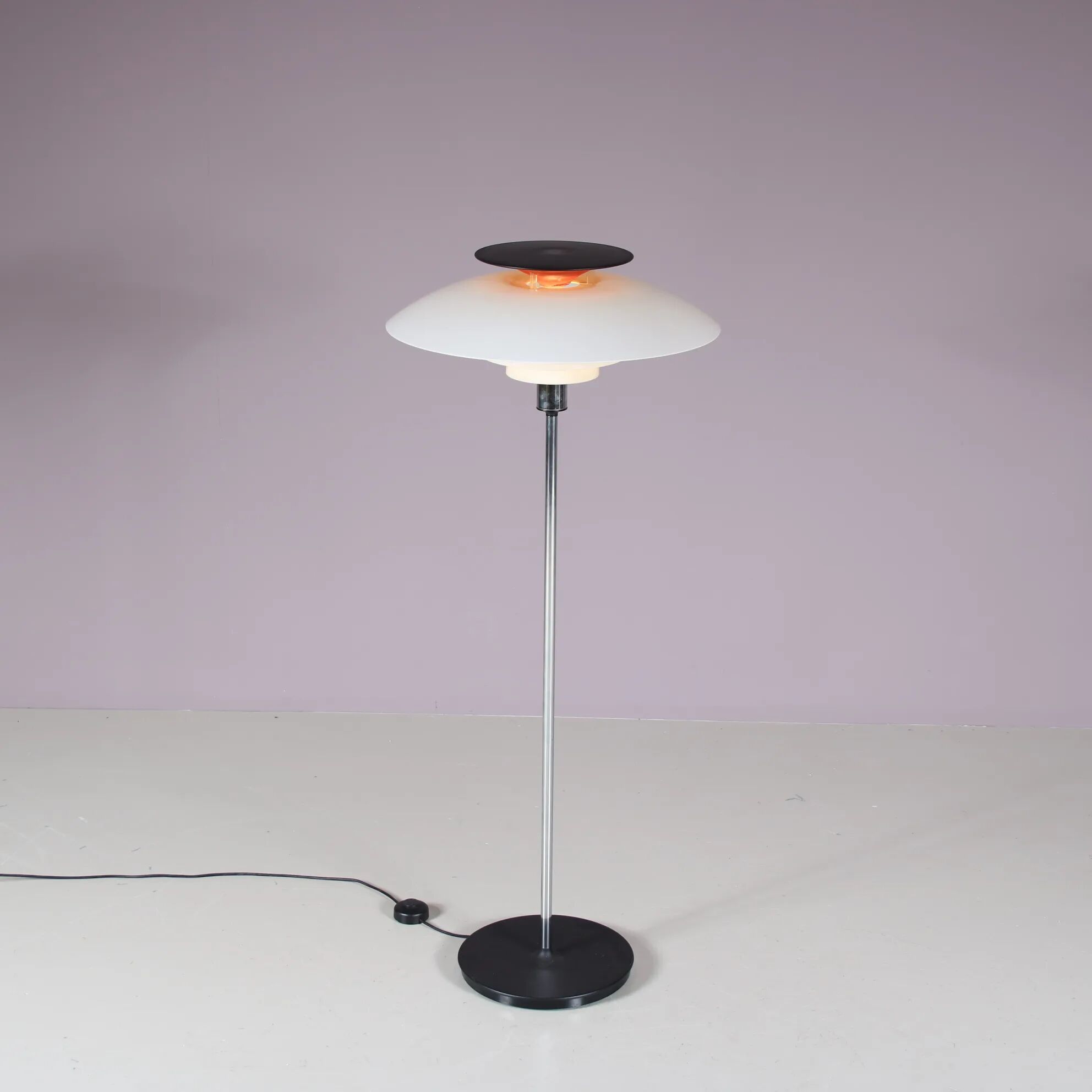 1970s Poul Henningsen “PH80” floor lamp for Louis Poulsen, Denmark