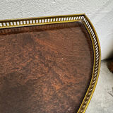 Louis XVI demi-moon console in wood and brass.