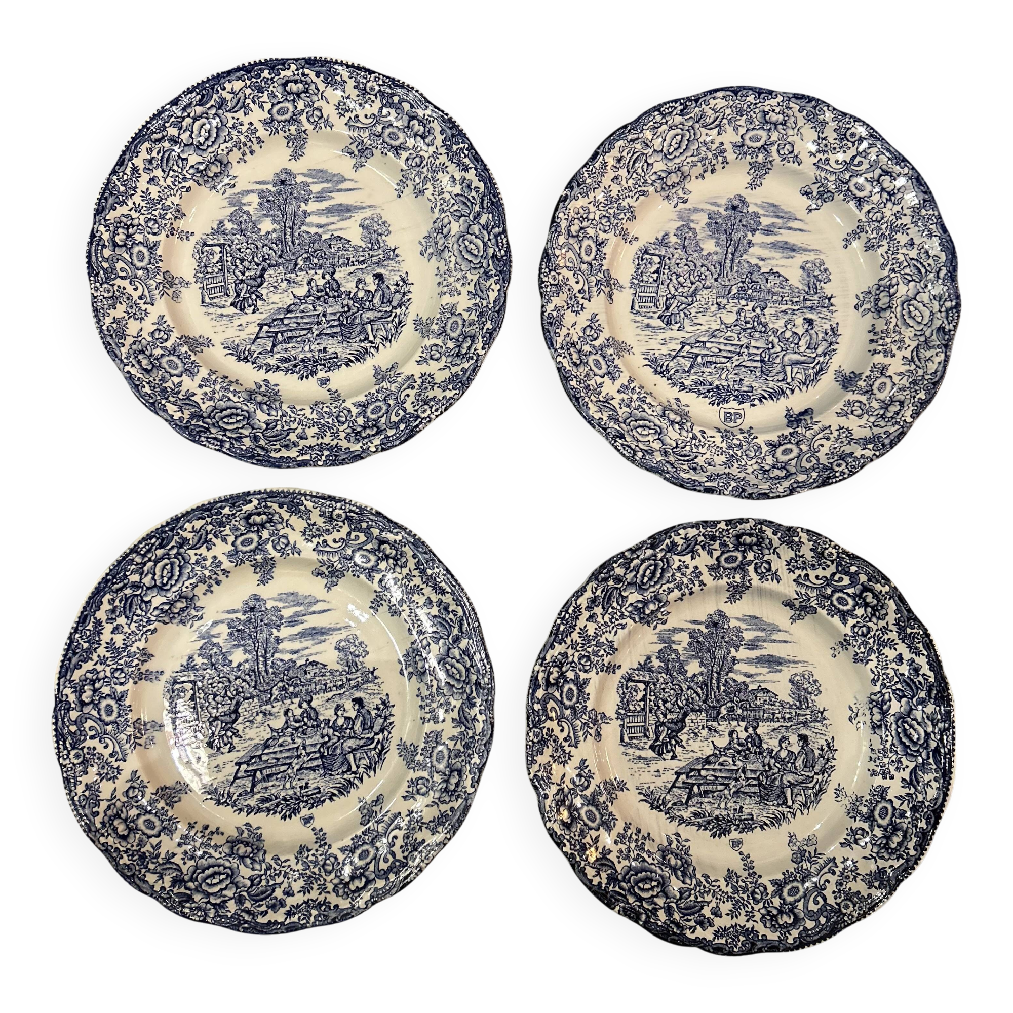 Set of 4 flat PB advertising plates