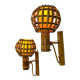 Pair of mid-century rattan wall sconces, Italy 1970s