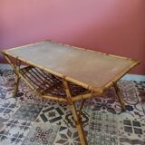 Table basse vintage en rotin