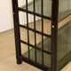 Vintage 1970s shelf in smoked glass with a bamboo-style structure.