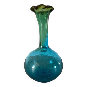 Vase en verre soufflé bleu/vert