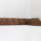 Vintage brown leather modular sofa from Laauser, set of 7