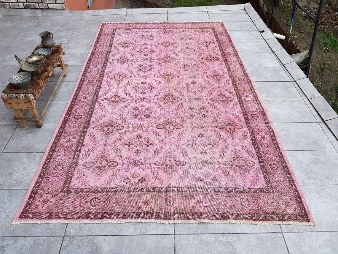 Oushak Turkish Pink Vintage Rug sku 1083