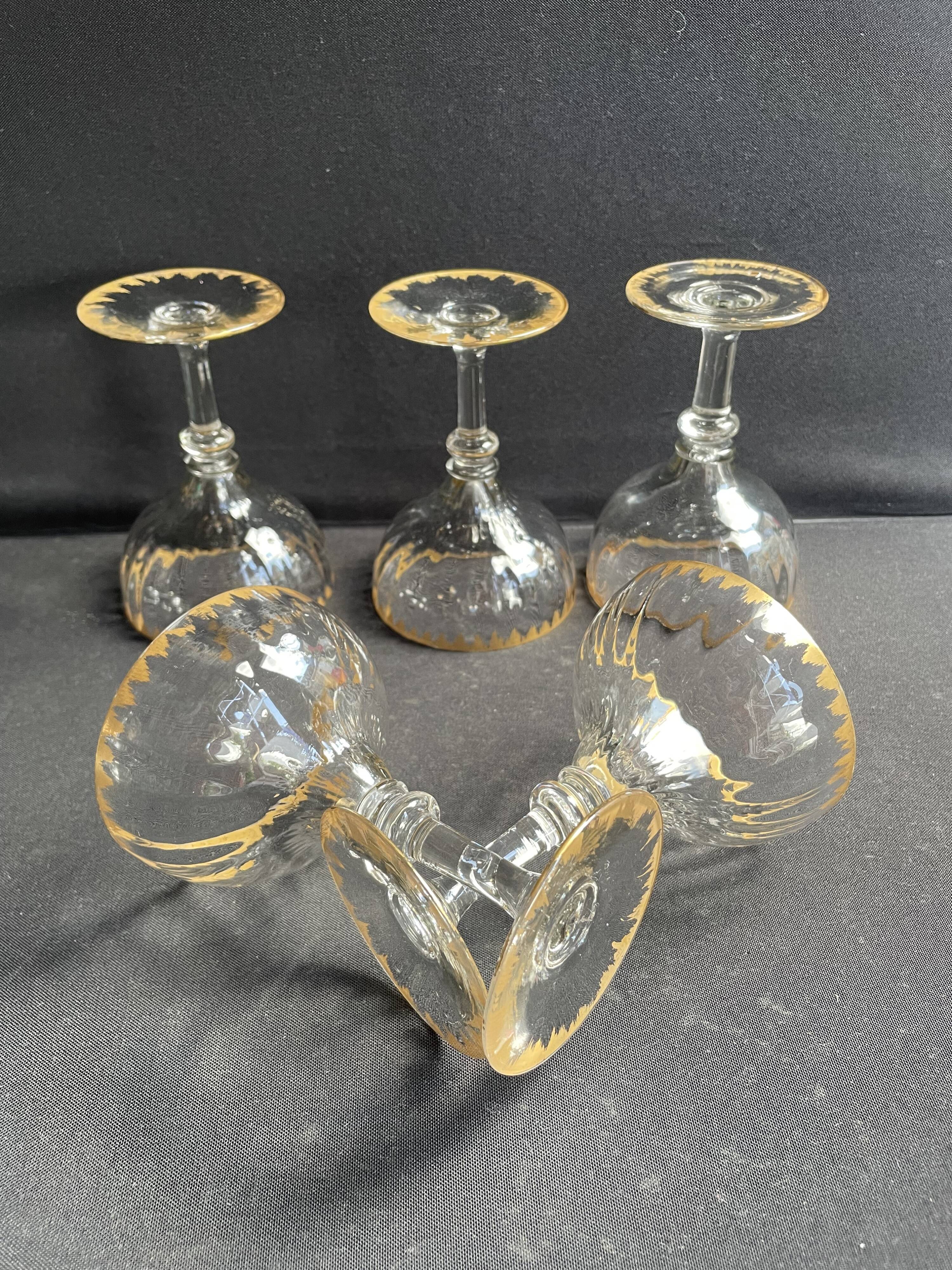 5 Gold Putoisé Champagne Glasses – Legras Pierrefonds 19th Century Service