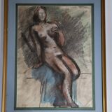 Nude study "Mademoiselle de B", signed by François Xavier Josse, 50s, 80 x 63 cm