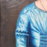 Peinture à l'huile de portrait victorien de la fin du XIXe siècle représentant une jeune fille, encadrée